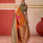 Aastha Fashion Orange Pure Silk Handloom Weaving Saree
