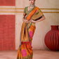 Aastha Fashion Orange Pure Silk Handloom Weaving Saree