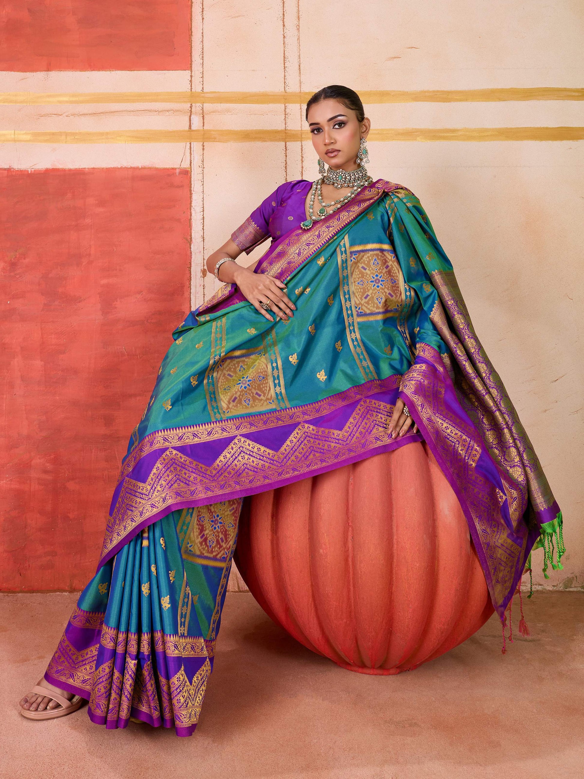 Aastha Fashion Aqua Pure Silk Handloom Weaving Saree