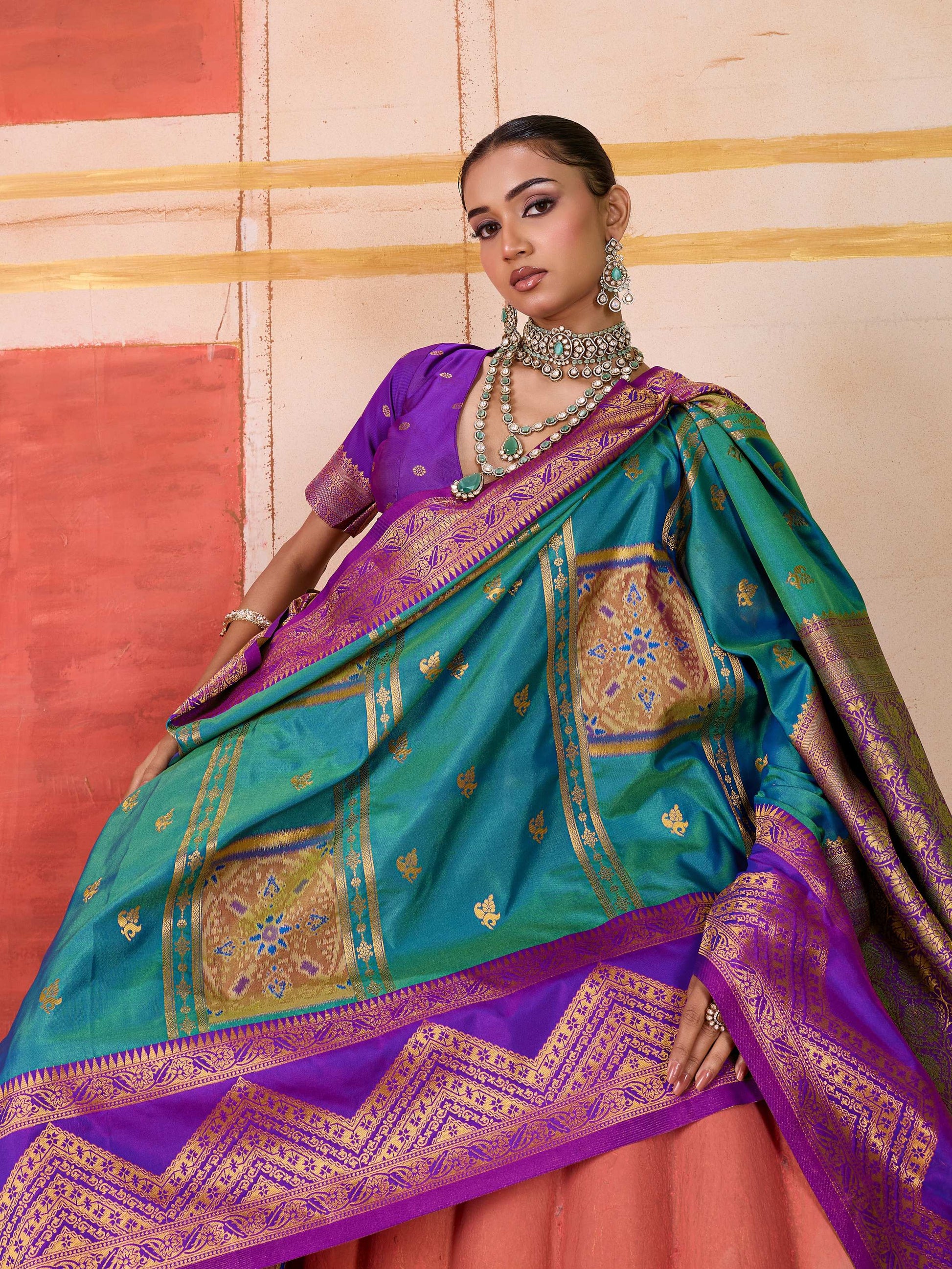 Aastha Fashion Aqua Pure Silk Handloom Weaving Saree