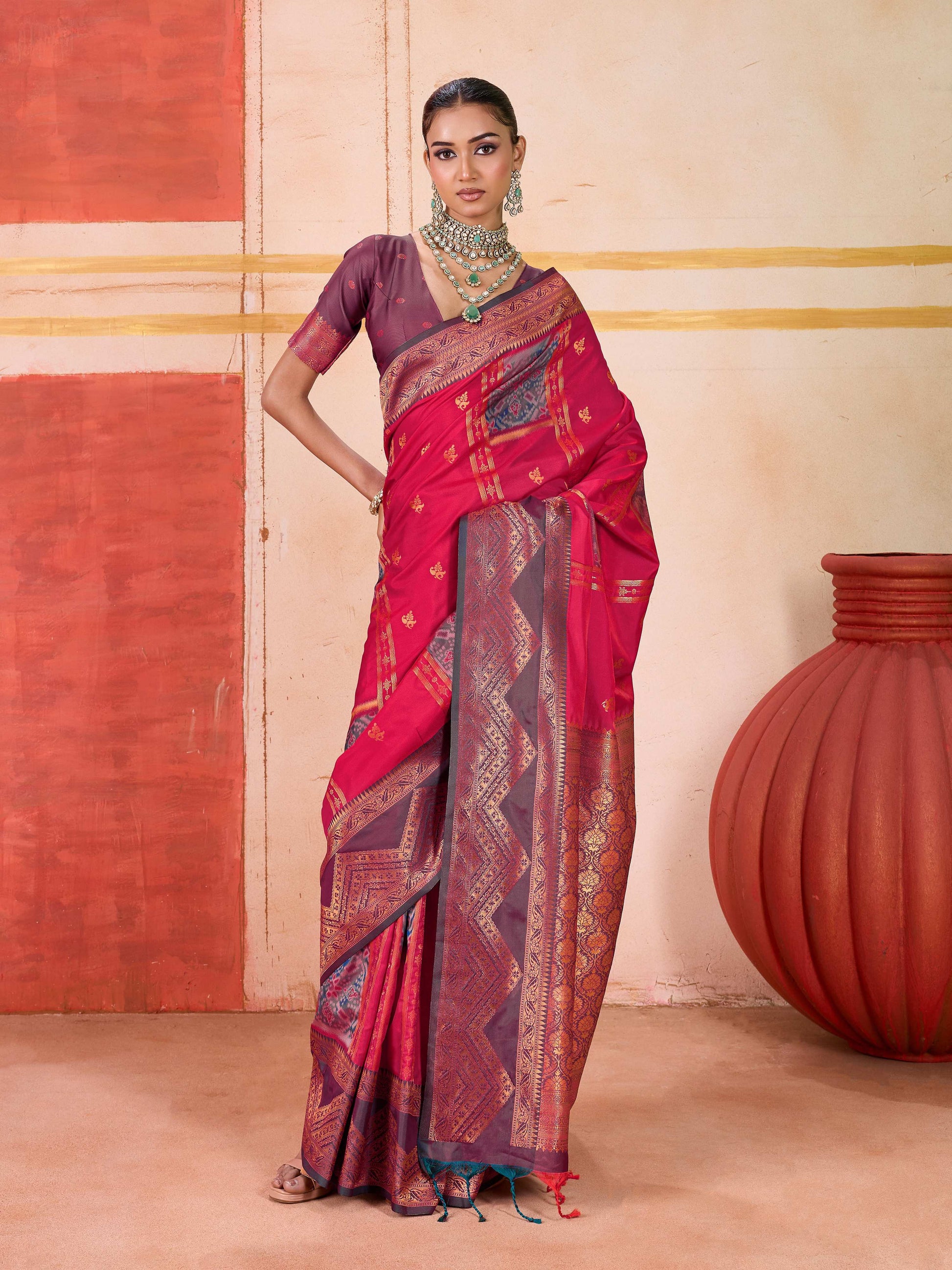 Aastha Fashion Rani Pure Silk Handloom Weaving Saree