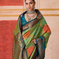 Aastha Fashion Green Pure Silk Handloom Weaving Saree