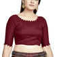 Aastha Fashion Maroon Art Silk Boat Neck Blouse