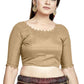 Aastha Fashion Chiku Art Silk Boat Neck Blouse