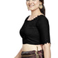 Aastha Fashion Black Art Silk Boat Neck Blouse