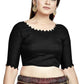 Aastha Fashion Black Art Silk Boat Neck Blouse