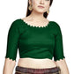 Aastha Fashion Green Art Silk Boat Neck Blouse