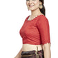 Aastha Fashion Red Art Silk Boat Neck Blouse