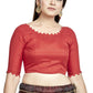 Aastha Fashion Red Art Silk Boat Neck Blouse