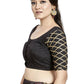 Aastha Fashion Black Art Silk Boat Neck Blouse