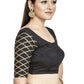 Aastha Fashion Black Art Silk Boat Neck Blouse