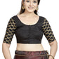Aastha Fashion Black Art Silk Boat Neck Blouse