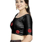 Aastha Fashion Black Art Silk Boat Neck Blouse