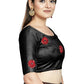 Aastha Fashion Black Art Silk Boat Neck Blouse