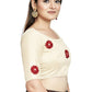 Aastha Fashion Off White Art Silk Boat Neck Blouse
