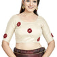 Aastha Fashion Off White Art Silk Boat Neck Blouse