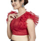 Aastha Fashion Red Art Silk V Neck Blouse