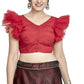 Aastha Fashion Red Art Silk V Neck Blouse