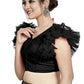Aastha Fashion Black Art Silk V Neck Blouse