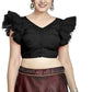 Aastha Fashion Black Art Silk V Neck Blouse