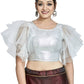 Aastha Fashion Silver Silver Matti Boat Neck Blouse