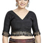 Aastha Fashion Black Art Silk V Neck Blouse