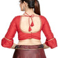 Aastha Fashion Red Art Silk Round Neck Sleeve Button Design Readymade Blouse