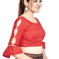 Aastha Fashion Red Art Silk Round Neck Sleeve Button Design Readymade Blouse