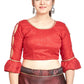 Aastha Fashion Red Art Silk Round Neck Sleeve Button Design Readymade Blouse