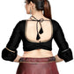 Aastha Fashion Black Art Silk Round Neck Sleeve Button Design Readymade Blouse