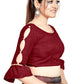 Aastha Fashion Maroon Art Silk Round Neck Sleeve Button Design Readymade Blouse