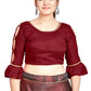 Aastha Fashion Maroon Art Silk Round Neck Sleeve Button Design Readymade Blouse