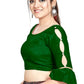 Aastha Fashion Green Art Silk Round Neck Sleeve Button Design Readymade Blouse