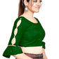 Aastha Fashion Green Art Silk Round Neck Sleeve Button Design Readymade Blouse