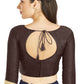 Aastha Fashion Brown Art silk U Neck Matty Work In Sleeve Readymade Blouse
