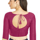Aastha Fashion Magenta Art silk U Neck Matty Work In Sleeve Readymade Blouse