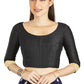 Aastha Fashion Black Art silk U Neck Matty Work In Sleeve Readymade Blouse