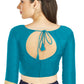 Aastha Fashion Turquoise Art silk U Neck Matty Work In Sleeve Readymade Blouse