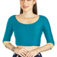 Aastha Fashion Turquoise Art silk U Neck Matty Work In Sleeve Readymade Blouse