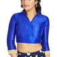 Aastha Fashion Royal Blue Art Silk V Neck Chinese Collar Matty In Sleeve Readymade Blouse