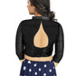 Aastha Fashion Black Art Silk V Neck Chinese Collar Matty In Sleeve Readymade Blouse