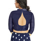 Aastha Fashion Navy Blue Art Silk V Neck Chinese Collar Matty In Sleeve Readymade Blouse