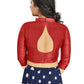 Aastha Fashion Red Art Silk V Neck Chinese Collar Matty In Sleeve Readymade Blouse