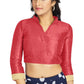 Aastha Fashion Gajri Art Silk V Neck Chinese Collar Matty In Sleeve Readymade Blouse