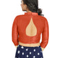Aastha Fashion Orange Art Silk V Neck Chinese Collar Matty In Sleeve Readymade Blouse