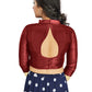 Aastha Fashion Maroon Art Silk V Neck Chinese Collar Matty In Sleeve Readymade Blouse