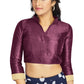 Aastha Fashion Dark Purple Art Silk V Neck Chinese Collar Matty In Sleeve Readymade Blouse
