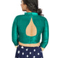 Aastha Fashion Aqu Green Art Silk V Neck Chinese Collar Matty In Sleeve Readymade Blouse