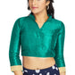 Aastha Fashion Aqu Green Art Silk V Neck Chinese Collar Matty In Sleeve Readymade Blouse