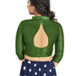 Aastha Fashion Mahendi Art Silk V Neck Chinese Collar Matty In Sleeve Readymade Blouse